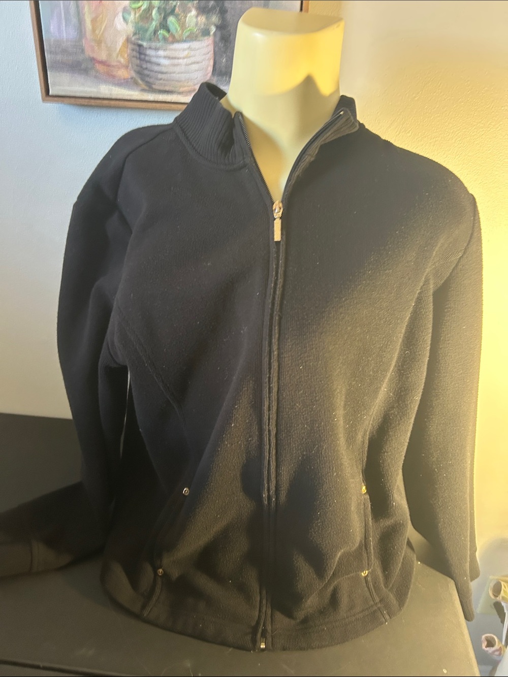 Karen Scott Black Zip-Up Utility Jacket